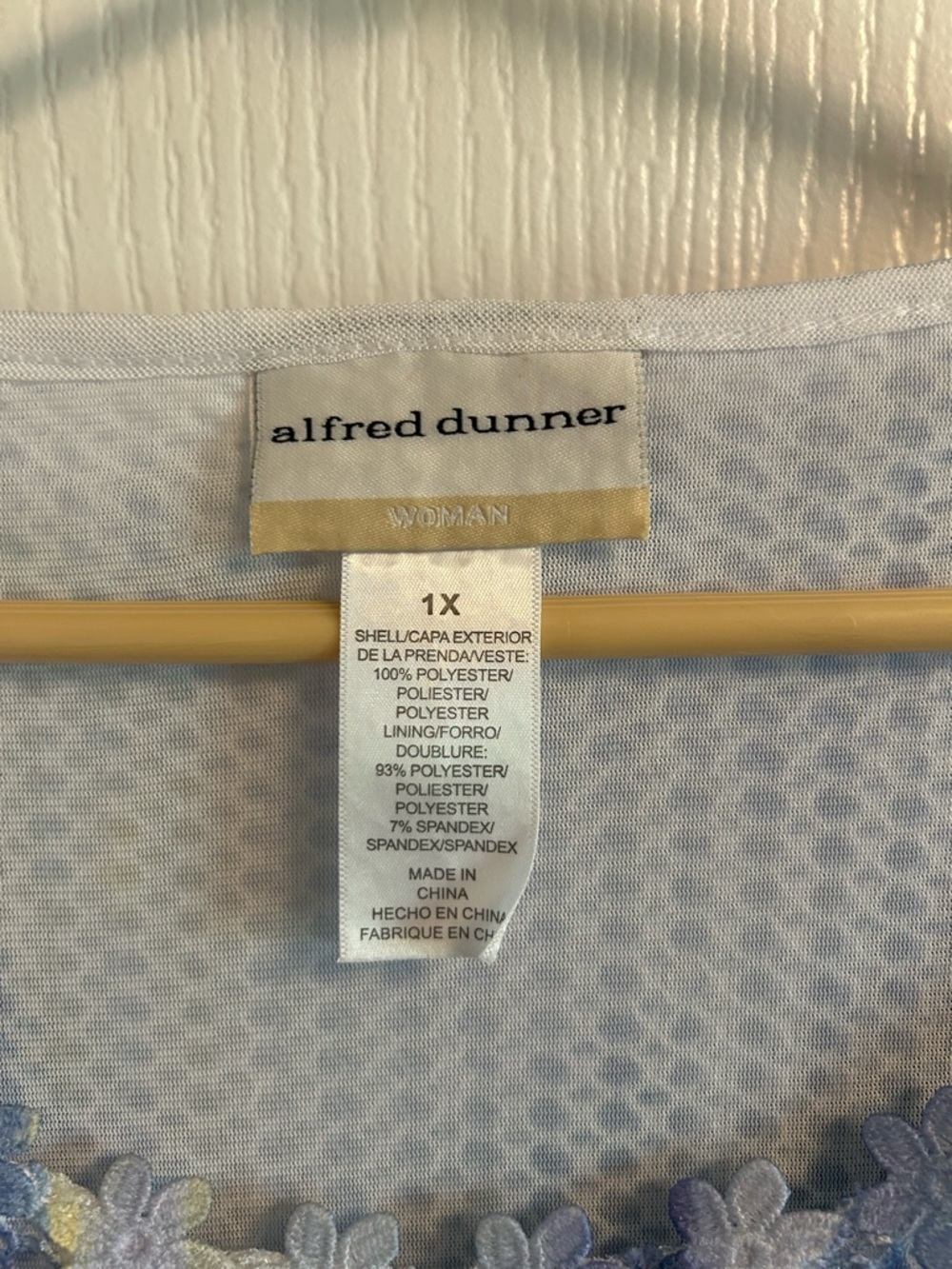 Alfred Dunner Floral Mesh Scoop Neck Tunic - Blue, Purple, Green - Picture 4 of 6
